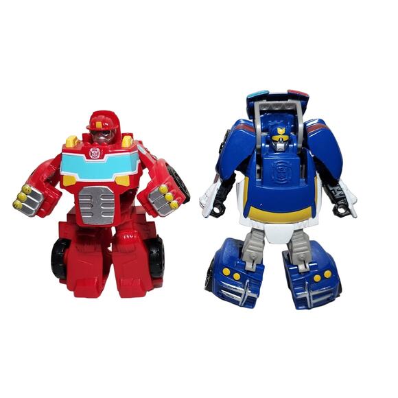 Transformers Playskool Rescue Bots Police Car And Heatwave Fire Bot Pre-owned - Picture 1 of 8
